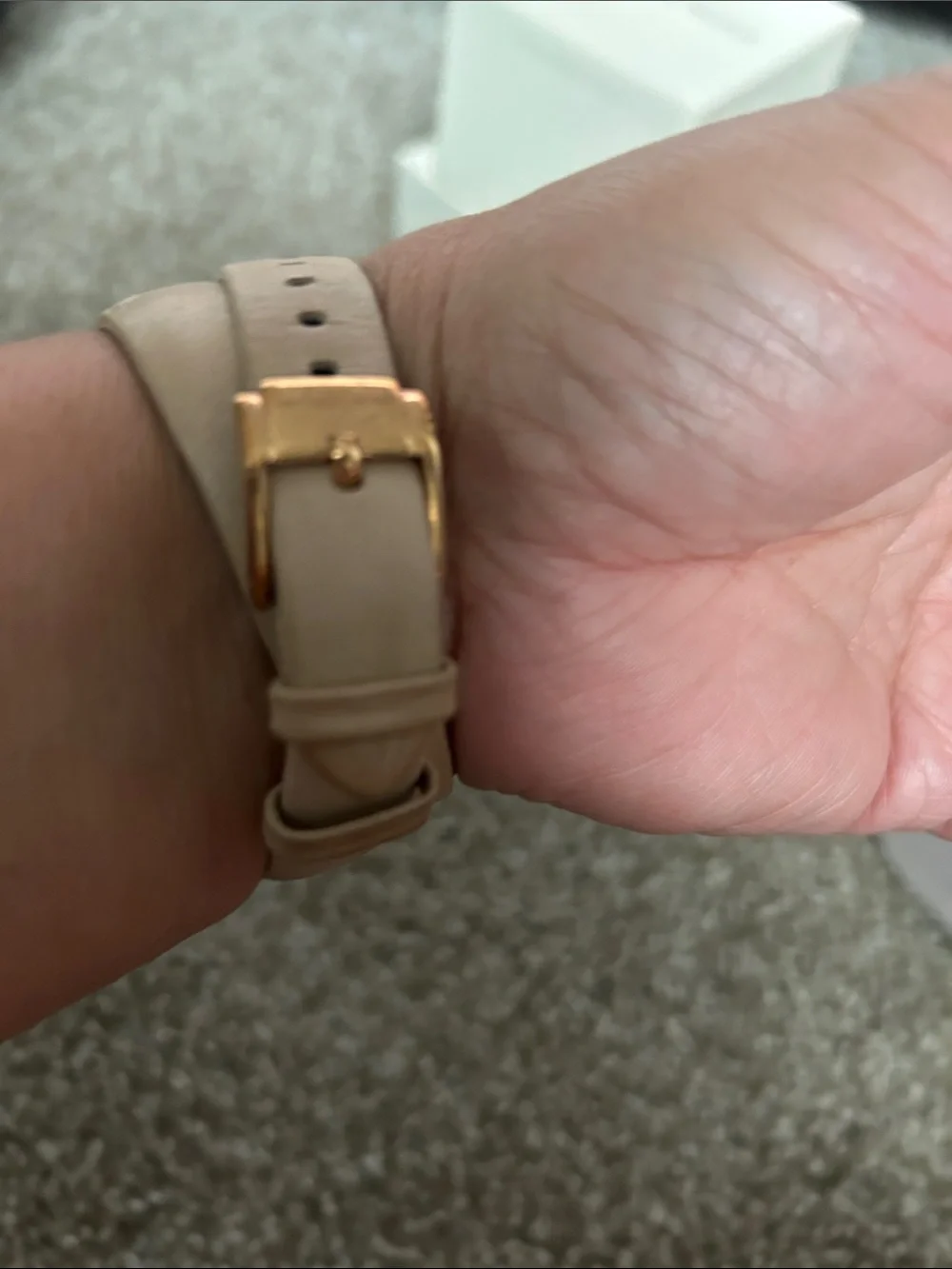 Michael Kors Rose Gold and Beige Leather Wrap Watch